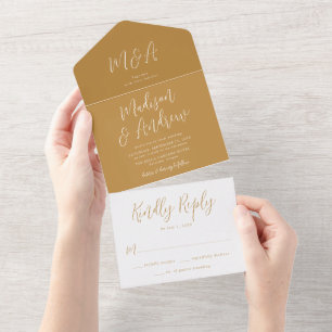 Invitation Tout En Un Simple Script Mariage Ocre