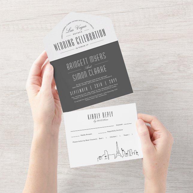 Invitation Tout En Un Skyline Las Vegas Deco | Mariage (Déchirure)