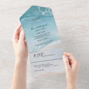 Invitation Tout En Un Summer Blue Beach Wedding