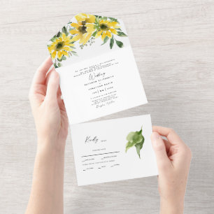 Invitation Tout En Un Sunflower Eucalyptus Les deux parents Mariage