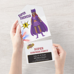 Invitation Tout En Un Superhero Ultimate Girl Anniversaire