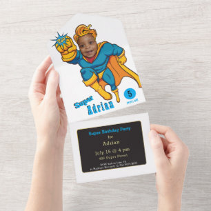 Invitation Tout En Un Superhéros Extraordinaire pour enfants