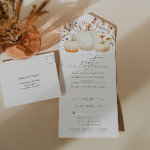 Invitation Tout En Un SURPRISE PARTY 21e anniversaire Citrouille Automne