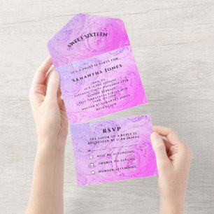 Invitation Tout En Un Sweet sixteen Parties scintillant Sparkly Girly Pr