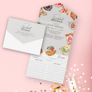 Invitation Tout En Un Tartes de petit-déjeuner de mariage grisâtres & Re