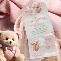 Teddy Bear Balloons Girl Bearly Wait Baby shower