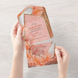 Invitation Tout En Un Teinte molle, rose orangé Peach Fuzz
