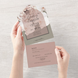 Invitation Tout En Un Tendance MOSS BLUSH MARIAGE Sage Dusty Rose
