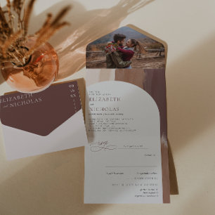 Invitation Tout En Un Terra Cotta épicée moderne   Mariage Boho