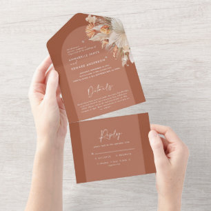 Invitation Tout En Un terracotta bohème pampas herbe mariage
