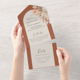 Invitation Tout En Un terracotta bohème pampas herbe mariage tout en