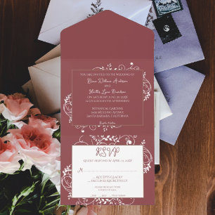 Invitation Tout En Un Terracotta Flourdissant Mariage Tout en un