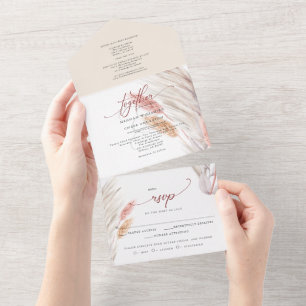 Invitation Tout En Un Terracotta Pampas Grass Mariage