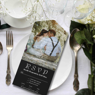 Invitation Tout En Un Texte blanc classique Noir Grand Site photo Courri