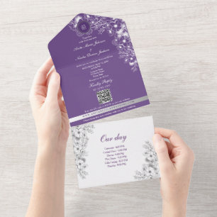 Invitation Tout En Un Timeline Photo Mariage Romantique Violet