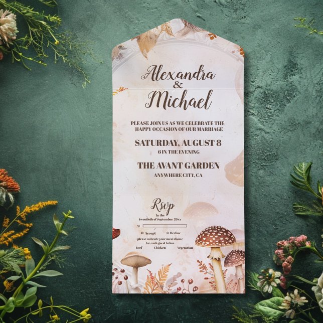 Invitation Tout En Un Toadstool champignon Mariage forestier enchanté (Créateur téléchargé)