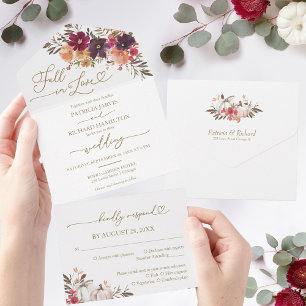 Invitation Tout En Un Tombez amoureux Mariage citrouille de Bourgogne