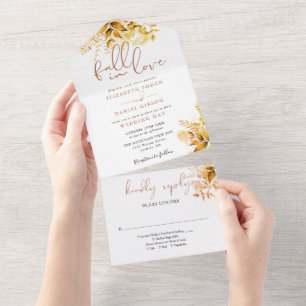 Invitation Tout En Un Tombez Amoureux Mariage Rustique Verdure