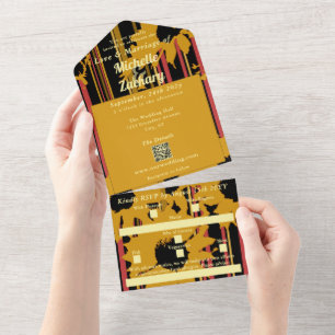 Invitation Tout En Un Tournesol Été Or Rouge Mariage