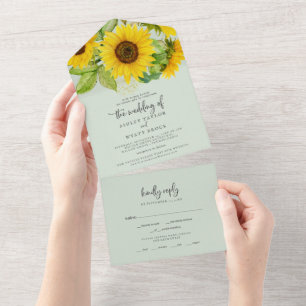 Invitation Tout En Un Tournesol Mariage Mint Tout en un