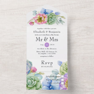 Invitation Tout En Un Trendy Succulent Tropical Floral Mariage