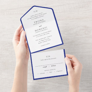 Invitation Tout En Un Trisha Royal Blue Mariage moderne