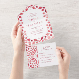 Invitation Tout En Un Tuiles Rouges Méditerranéennes de Mariage