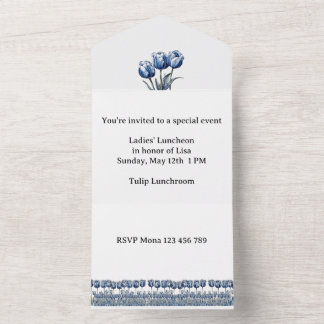 Invitation Tout En Un Tulipes dans Delft Blue personnalisable