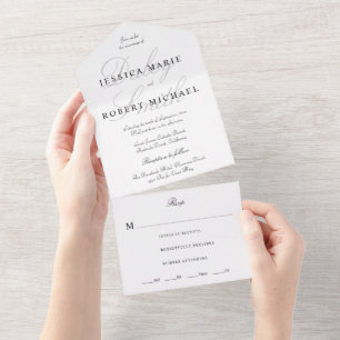 Invitation Tout En Un Typographie élégante Nom complet Mariage noir et b
