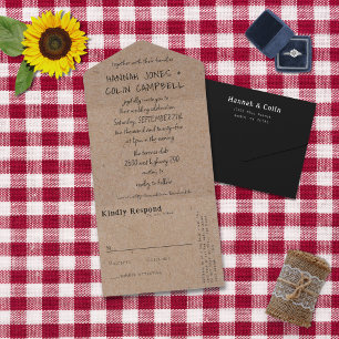 Invitation Tout En Un Typographie manuscrite décontractée Kraft