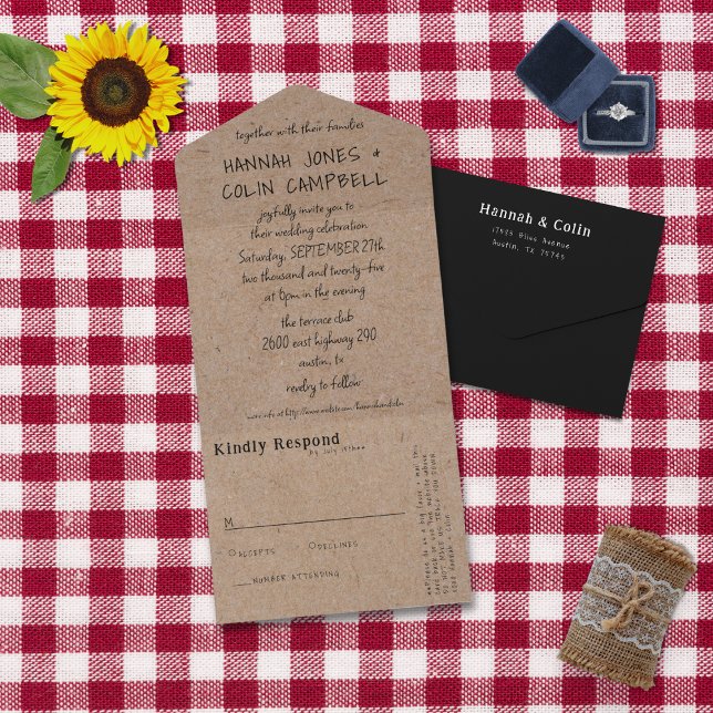 Invitation Tout En Un Typographie manuscrite décontractée Kraft (Créateur téléchargé)