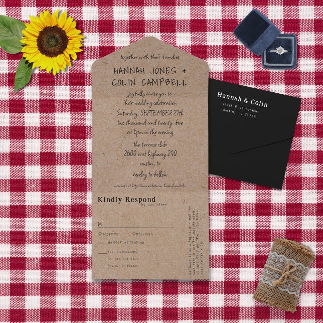 Invitation Tout En Un Typographie manuscrite décontractée Kraft (Créateur téléchargé)