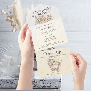 Invitation Tout En Un Un Petit Citrouille Boho Baby shower Invitation