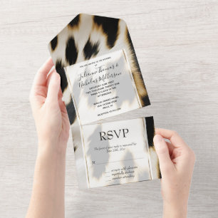 Invitation Tout En Un Vache blanche noire