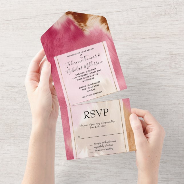 Invitation Tout En Un Vachette Brown d'or rose occidental (Déchirure)