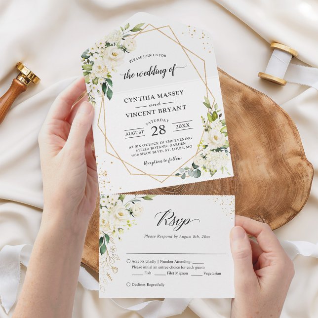 Invitation Tout En Un Végétal Floral Géométrique (Pas de VFR nécessaire) (Créateur téléchargé)