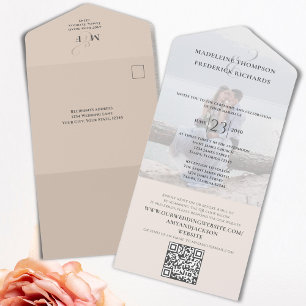 Invitation Tout En Un Vendu minimaliste photo moderne Simple QR Code RSV