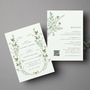 Invitation Tout en un vert pâle Élégant Mariage Fleur sauvage