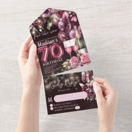 Invitation Tout En Un Vin de luxe 70e anniversaire Rsvp