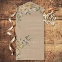 Vintage Floral & Oiseau Tan Pas de dîner