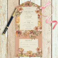 Vintage Floral Rose et rouille Pas de dîner
