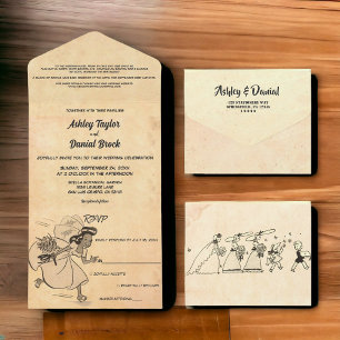 Invitation Tout En Un Vintage Retro Vieux Style Funny Mariée Rustique Ma