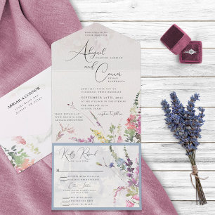 Invitation Tout En Un Violet rose Fleur sauvage vif Jaune