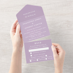 Invitation Tout En Un Violet violet Lavande Mariage moderne