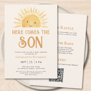 Invitation Tout en Un Voici le Fils Baby Shower 