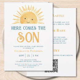 Invitation Tout en Un Voici le Fils Garçon Baby Shower