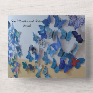 Invitation Tout En Un wedding invitatio blue butterflies