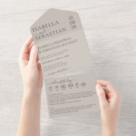 Invitation Tout En Un Wedding Soft Beige All in one invite save the date