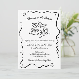 Invitation Tout en un Whimsical Funky Main tiré Mariage