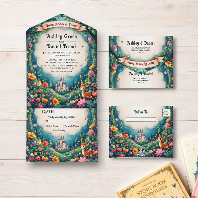 Invitation Tout En Un Whimsical Woodland Forest Castle Fairytale Mariage (Créateur téléchargé)